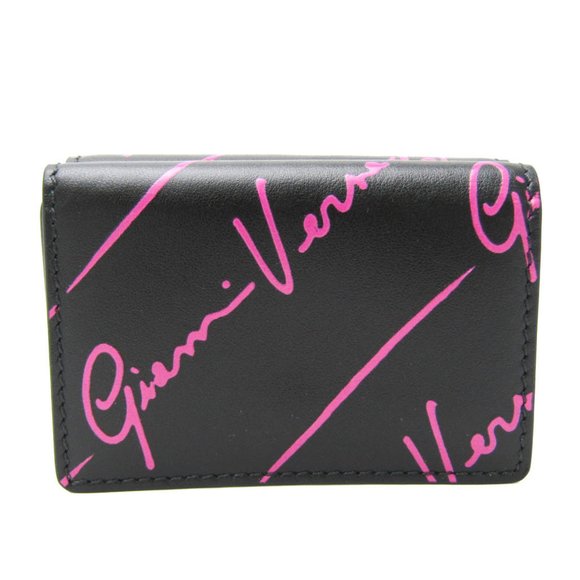 Versace All-over Pattern Women's Leather Wallet (tri-fold) BlackPink
